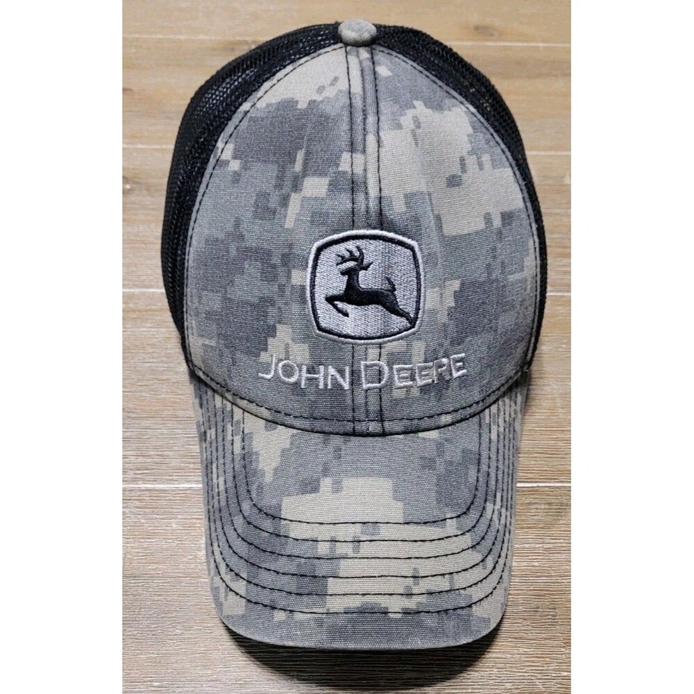 John Deere Men's Digi Camo Logo Embroidered Mesh Ball Cap Black Hat